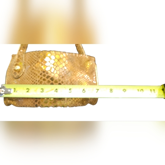 Sabina - Gold Snakeskin Pattern Wristlet Genuine Leather Small & Dainty - Picture 6 of 7